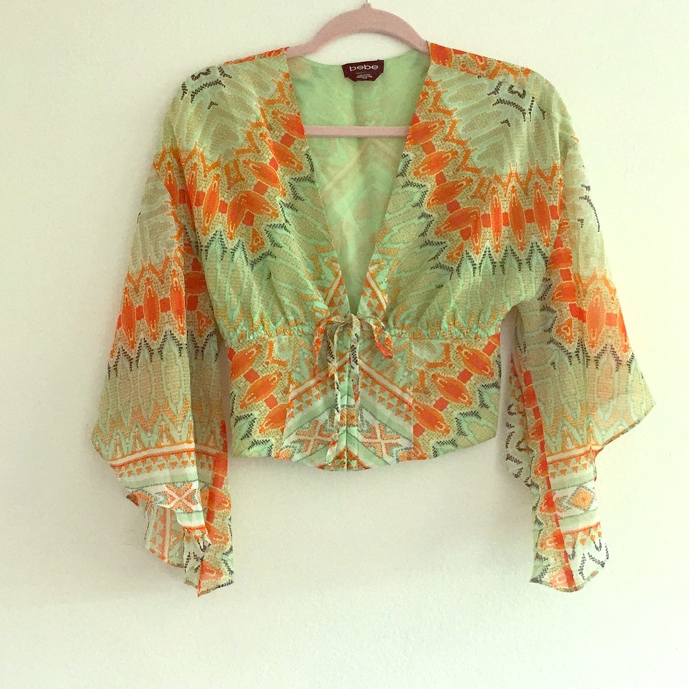 bebe bell sleeve crop top